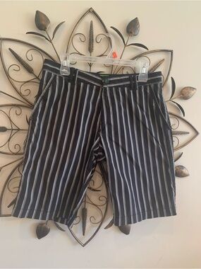 Hugo Boss Black Bermuda Shorts with White Vertical Stripes